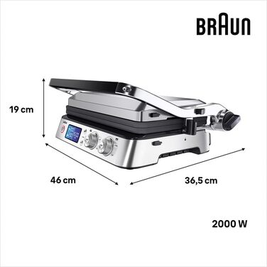 Електричний гриль Braun MultiGrill 7 CG7020: контактний гриль, барбекю та духовка 3-в-1, 2000W, велика поверхня (12 бургеров), для дому
