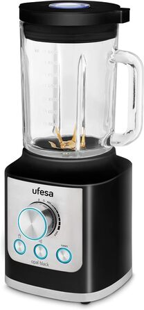 Ufesa BS4950B Opal Black Stand Mixer, 2100W Power, Speed Control, Programs for Smoothie, Ice Crush, and Turbo, 6 Titanium Blades 1800W 1.8L