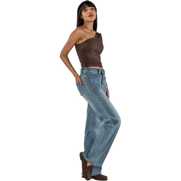 Джинси жіночі Nina Carter P139 розкльошені bootcut, висока талія, вінтажний блакитний (L)