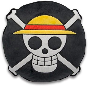 Декоративна подушка One Piece з логотипом черепа та Луффі, 35 см