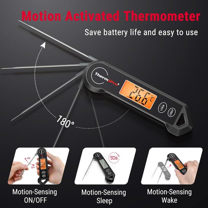 Цифровий термометр для м'яса ThermoPro: гриль, запікання, приготування їжі, чорний