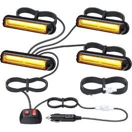 EYPINS 4X 13 см COB LED проблискові маячки, помаранчеве стробоскопічне аварійне світло 40W, 12/24V, IP65, 18 режимів для вантажівок, тракторів, авто, навантажувачів, сертифікат E-mark E57