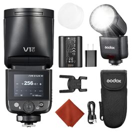 Спалах Godox V1 Mid-F для Fujifilm: кругла голова, TTL, HSS 1/8000s, 55Ws, з кольоровим сенсорним дисплеєм та USB-C акумулятором, сумісний з XT-5, X-E1, XT-3