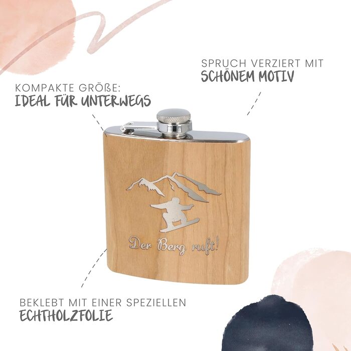 Фляга з нержавіючої сталі з гравіюванням - Оригінальний подарунок для любителів гірськолижного спорту та сноубордингу | Ідеально для афтескі та зимових пригод