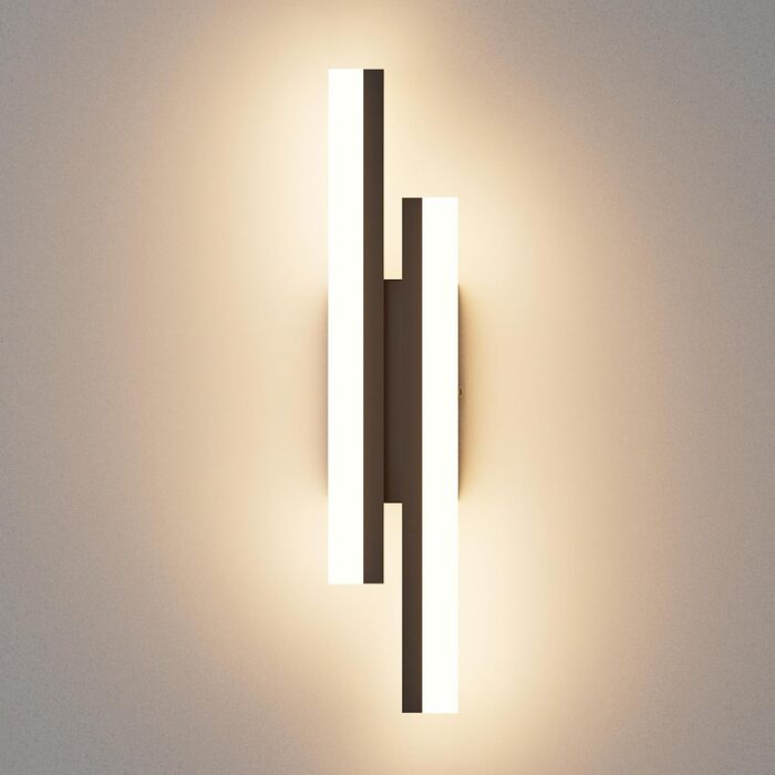 Світлодіодна настінна лампа Klighten 40 см, 12 Вт, 850 лм, чорна, тепле світло 3000K, для спальні, вітальні, коридору, сходових маршів