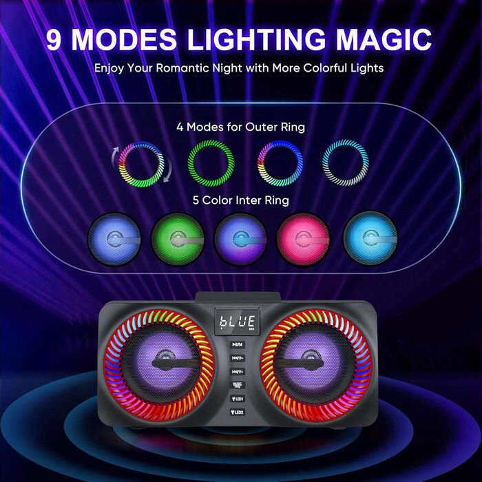 Портативна караоке-система з 2 бездротовими мікрофонами та 30W потужністю, NT001-RED-US