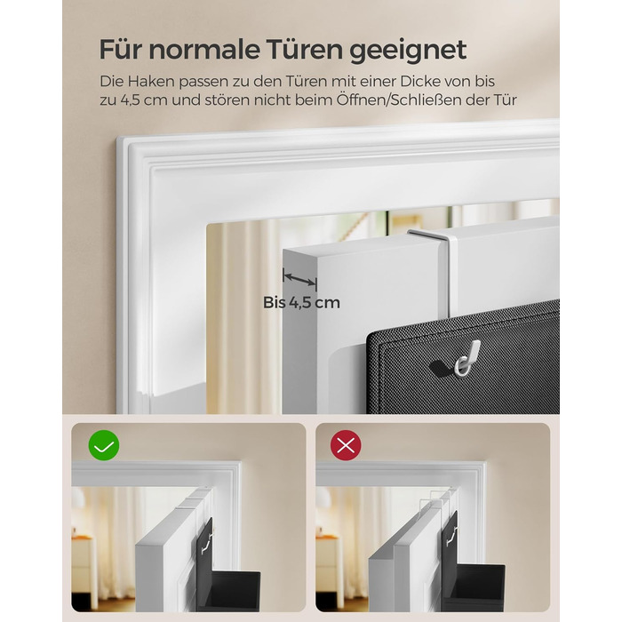 Органайзер для шафи SONGMICS з 4 кишенями, підвісна полиця, органайзер для гардеробу, підвісне зберігання, органайзер для дверей, спальня, вітальня, 2 x 33,5 x 00 см, RDH04G (2, Чорний)