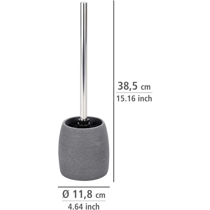 Набір для туалету WENKO Goa: тримач щітки з важкого полірезину та щітка з змінним насадком, сірий, 11,8 x 38,5 см