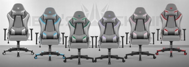 Ігрове крісло HELL'S CHAIR HC-2002 Grey-White, штучна шкіра, сіре