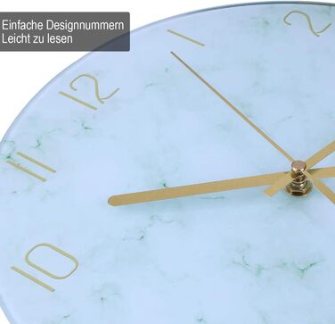 VIKMARI Glass Wall Clock Silent-Non Ticking Wall Clocks - Quality Quartz, Battery-Operated Round 12 Inch (Bracelet Style)