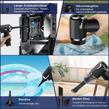 Акумуляторний пилосос AGARLE для авто, ручний міні-пилосос, багатофункціональний з насадкою, для видалення шерсті тварин, потужність 6000 Па