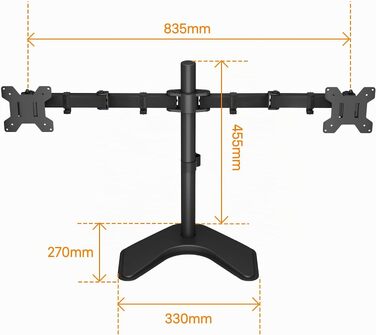 Кронштейн для двох моніторів BONTEC 13-27 дюймів, VESA 75/100, навантаження до 10 кг на один підвіс