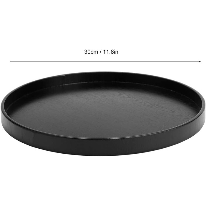 3 Piece Round Tray 30cm Wood Round Serving Tray Black Breakfast Coffee Cup Tea Tray Bathroom Tray Small Decorative Tray for Cafe, Bar, Restaurant