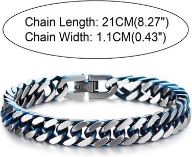 Чоловічий браслет-панцер з нержавіючої сталі COOLSTEELANDBEYOND, сатиновий, срібно-блакитний