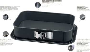 Original Kaiser La Forme Plus Springform Rectangular 35 x 24 cm, Rectangular Baking Pan, Cake Pan with Enamel Base, Cut-Resistant, Tiramisu Pan Non-Stick Coated, Cut-Resistant