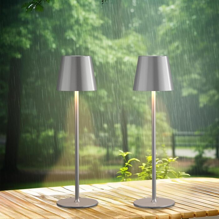 Набір з 2 бездротових настільних ламп LED з акумулятором, сенсорне регулювання яскравості, 3 режими кольору, USB-C зарядка для спальні, столу, кемпінгу (Чорний)