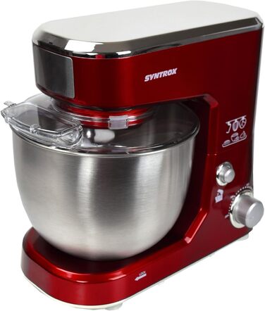 Syntrox Germany KM-1000W Kitchen Machine, Dough Mixer, Mixer, Stainless Steel Bowl, 5 Liter, red