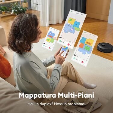 Робот-пилосос Ultenic з функцією миття 6000Pa, LiDAR-навігація, 3-в-1, 150 хв роботи, керування через додаток, для шерсті тварин, килимів та твердих підлог