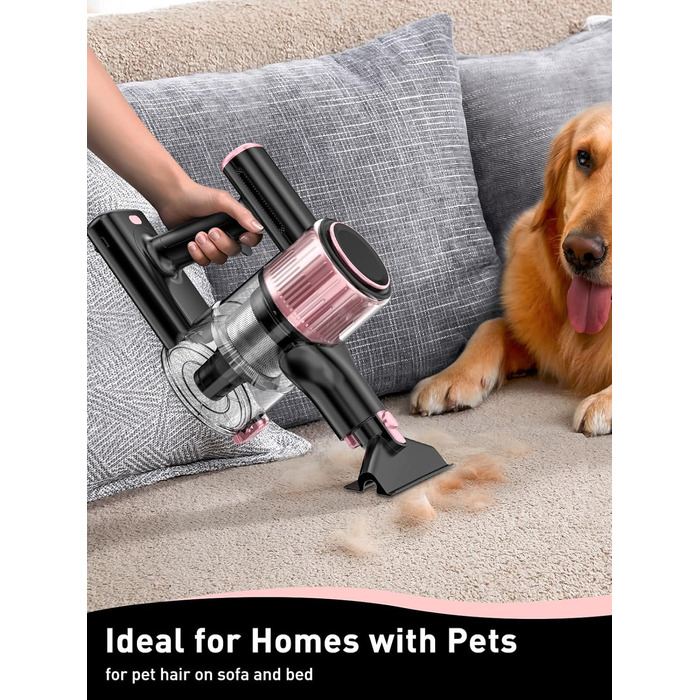 Бездротовий пилосос 8-в-1, потужний, легкий, з LED-дисплеєм, 3 режими, 45 хв, для дому, твердих поверхонь, килимів, шерсті тварин