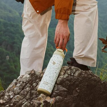 BOTTLE BOTTLE Stainless Steel Water Bottle 24oz (709ml) with Straw Handle and Pill Compartment for Outdoor School, Insulated Sports Bottle (Pumpkin)