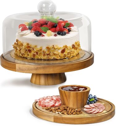 Дерев'яна тортівниця Tel Charme з кришкою, 30 см, поворотна, для випічки та декорування