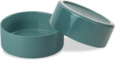 Керамічна миска для собак та котів SPUNKYJUNKY, 850 мл, темно-зелена (2 шт.)