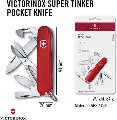 Мультитул Victorinox Super Tinker: швейцарський ніж з 14 функціями (червоний)