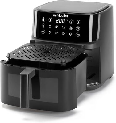 Nutribullet Crisplite Vision NBA0811DG: Фритюрниця повітряна, 8 л, цифрова, 2000 Вт, чорний матовий, без PFAS