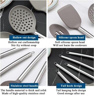 Kitchen Utensil Set, Kyraton 38-Piece Non-Stick Silicone Cooking Utensils Set, Spoon Spatula Set with Sturdy Stainless Steel Utensil Holder, Dishwasher Safe