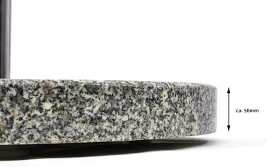 Nexos Parasol Stand Granite Round Grey with Reducing Rings Stainless Steel Sleeve Handle Wheels Ø 40 cm 20 kg For Umbrellas up to 2m