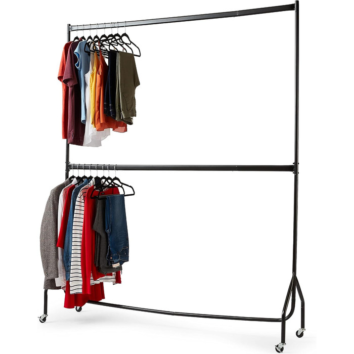 Direct Online Houseware House of Home Extra Robust Clothes Rack with 2 Levels, 2.14 m H x 1.83 m L, in Black – Clothes Rail for Bedroom, Double Clothes Rail, High-Quality Hanging Storage