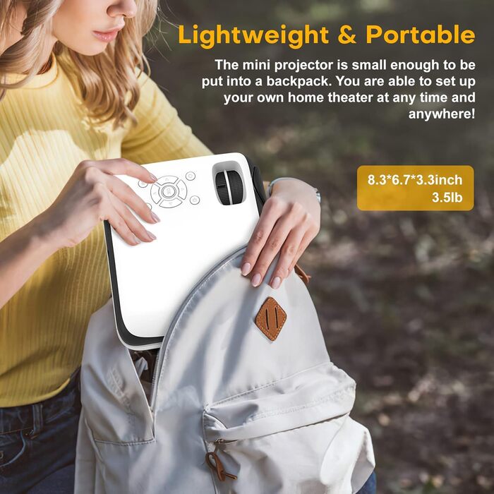 HOPVISION Beamer: Міні проектор Full HD 1080P Bluetooth 5.1 з підтримкою 4K, 8500 люмен, для дому та на вулиці, сумісний зі смартфонами, HDMI, USB, Pad, Fire Stick, PS5
