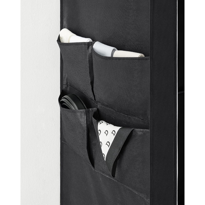 SONGMICS Wardrobe, Clothes Closet, 45 x 170 x 167 cm, 4 Hanging Shelves, with Shelves, 4 Side Pockets, Lots of Space, for Bedroom, Living Room, Black RYG094B02