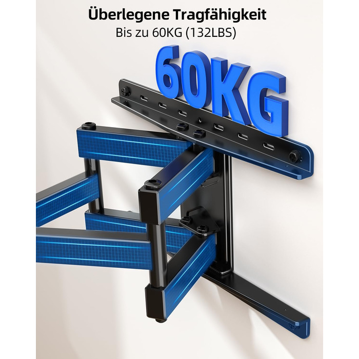 Кріплення для телевізора HOME VISION HV6401: поворотне та нахильне, для телевізорів 26-65 дюймів, універсальне, VESA 400x400, до 60 кг