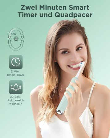 Електрична зубна щітка Sonic для дорослих і дітей, 5 режимів чищення, 8 насадок, кейс для подорожей