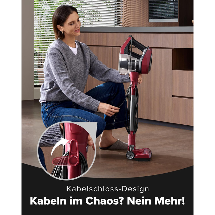 Ручний пилосос Vexilar C8 з кабелем, 600W, 60kPa, 7м кабель, безперешкодна щітка для підлоги, контейнер 1.5L без мішка для твердих поверхонь, килимів, шерсті тварин