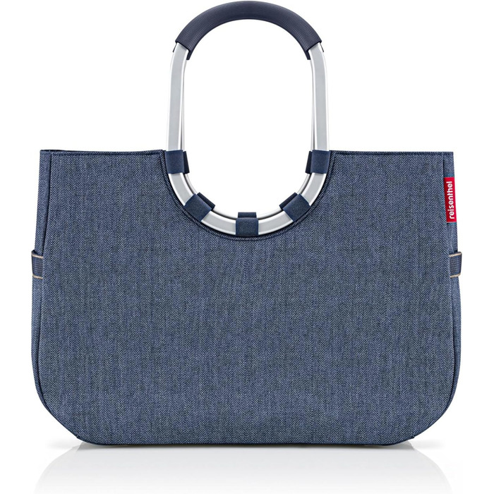 reisenthel Loop Shopper L Herringbone Dark Blue - Shopping Bag with 25L Capacity - B 46 x H 34.5 x D 25 cm, OR4113