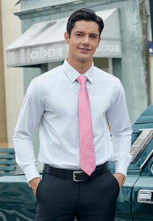 HISDERN Комплект краватки та нагрудного хустинки з квітковим візерунком Paisley, зелений (рожевий)