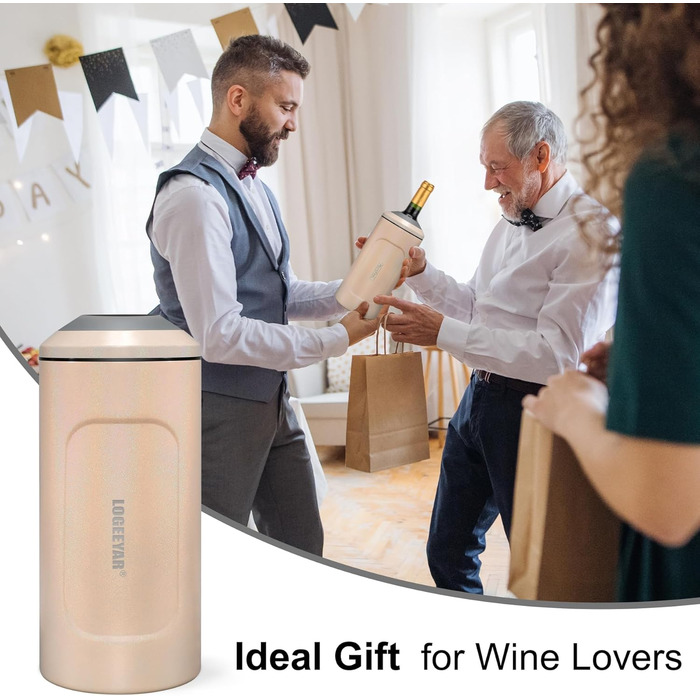 Охолоджувач для вина з кришкою, 750мл, для вина, шампанського, з нержавіючої сталі, подвійні стінки, портативний, для пікніка, подарунок для поціновувача вина, рожевий