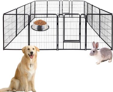 Вольєр для цуценят/собак Freigehege, складаний, 6 секцій, 65x80 см, чорний, для внутрішнього та зовнішнього використання