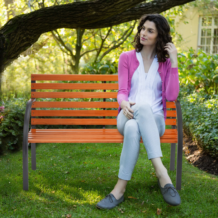 Relaxdays Garden Bench Wood & Metal