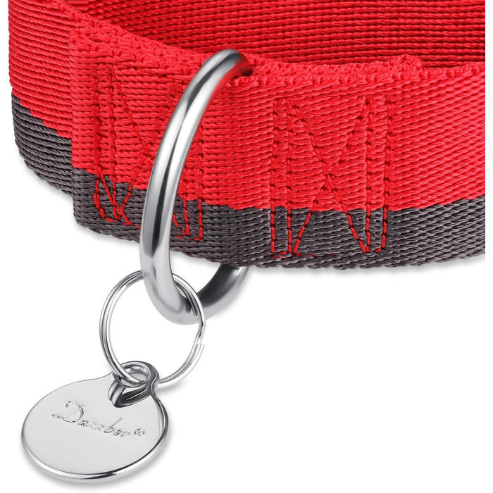 Нашийник для собак середніх та великих порід, 4 см, міцний, регульований, двоколірний (червоний & сірий), нейлон