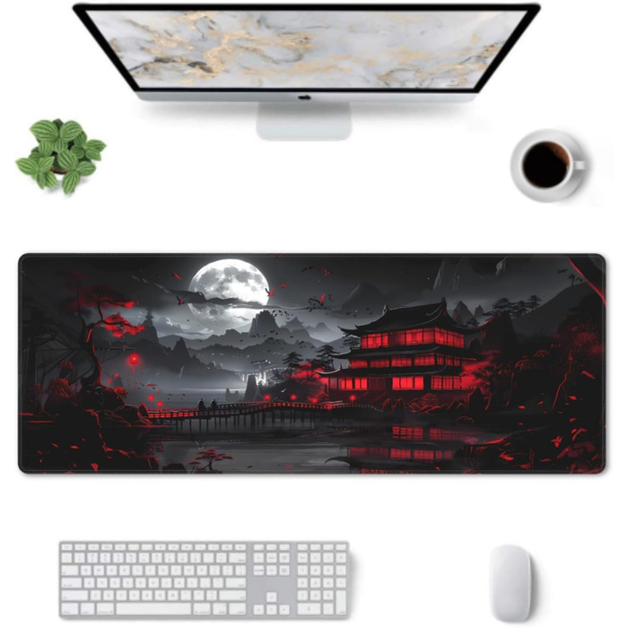 Килимок для миші Anime-стиль, 90 x 40 см, чорно-червоний, для геймінгу та офісу