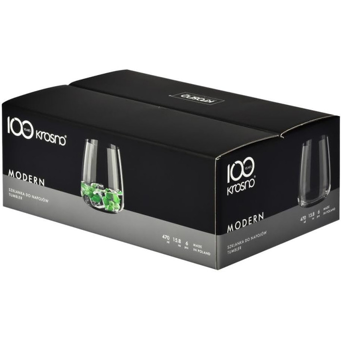 Набір келихів Krosno для білого, рожевого вина та Prosecco, 4 шт., об'єм 650/480 мл, сучасна колекція, ідеально для дому, ресторану та кухні, безпечно мити в посудомийній машині