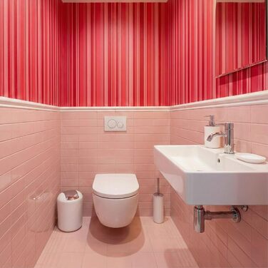 Набір для ванної кімнати 6 предметів, аксесуари для ванної кімнати з пластику, білий колір: унітаз з йоржиком, відро для сміття, стакан для зубних щіток, дозатор для мила та мильничка