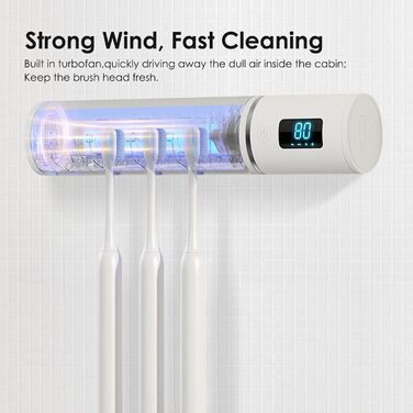 Wall-mounted toothbrush holder, electric toothbrush holder, single cleaner for bathrooms, with automatic inductive opening/closing, clean, dry, for home, travel (4 compartments)