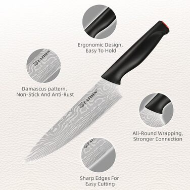 KATISUN 16-Piece Japanese Steel Knife Set with Block - Includes Sharpener, Cutting Board & Kitchen Shears