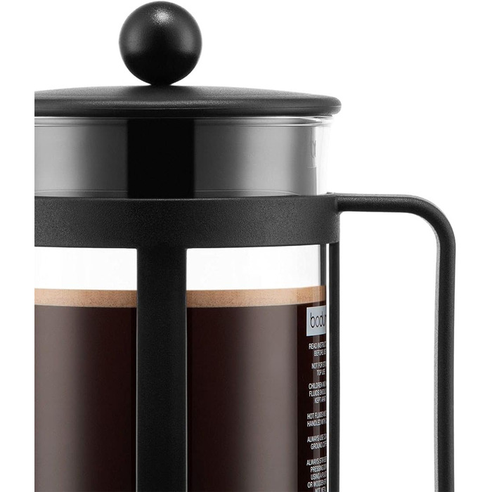 Bodum Kenya Френч-прес для кави - 1л, 8 чашок, з боросилікатного скла та нержавіючої сталі, миється в посудомийній машині, Made in Portugal, чорний