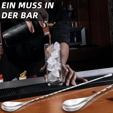 Тренажер для коктейлів YUNAI з нержавіючої сталі, 30 см, довга ручка, спіральний дизайн, для шейкерів, барний ложка (сріблястий)