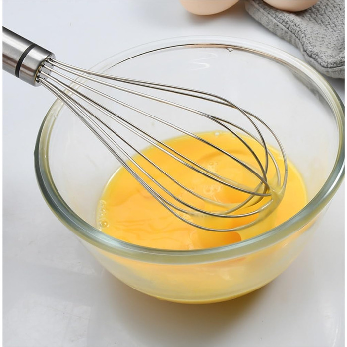 GOOPEEG Egg Beater, Multi-functional Manual Egg Mixer, Stainless Steel Egg Whisk, Kitchen Baking Tools, Suitable for Stirring and Seasoning Flour-Eggs, Kitchen Whisk (8 inch)